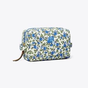 Tory Burch Large Cosmetic Case (blue starburst ivy color) NWT